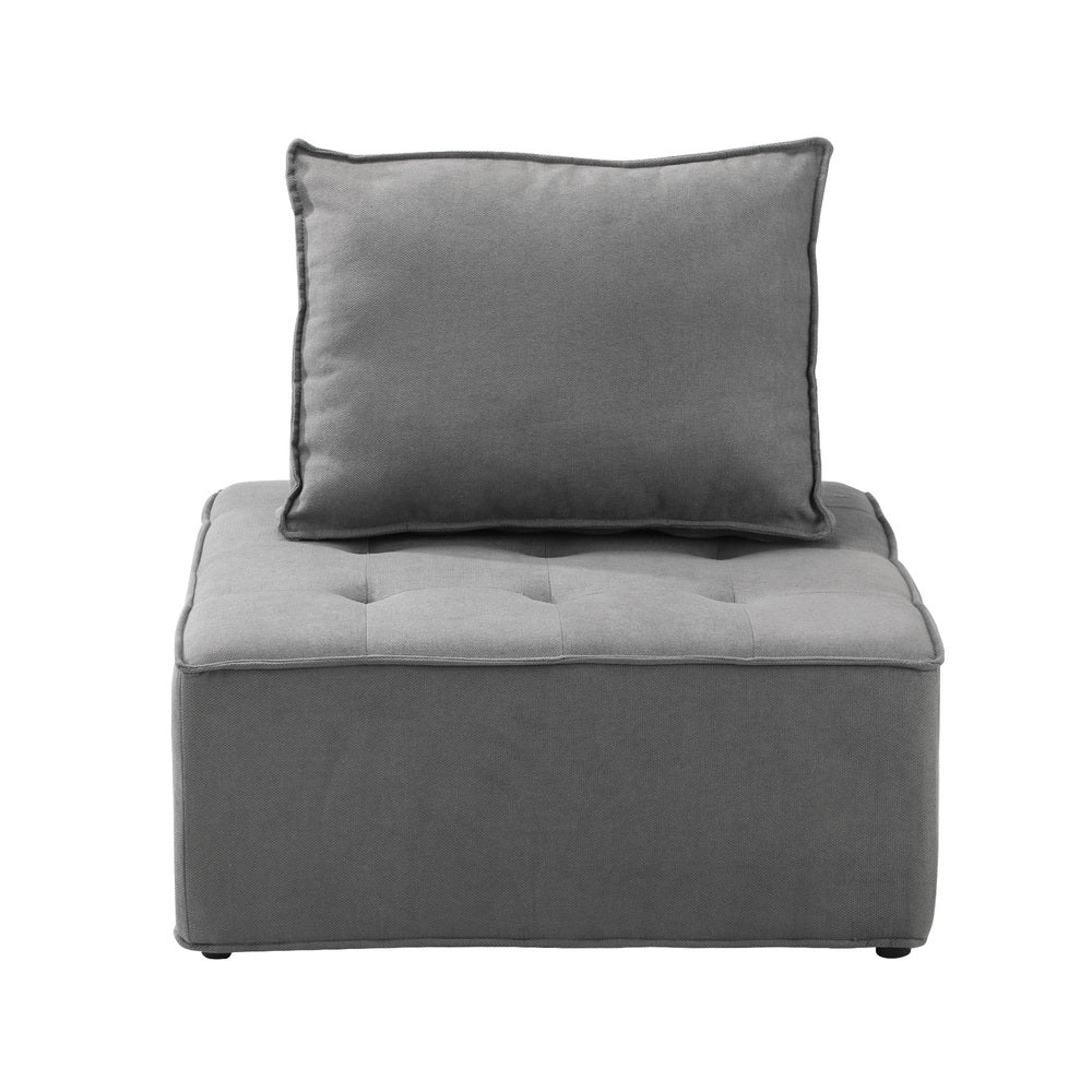 Modular Armless Sofa with Adjustable Backrest Grey