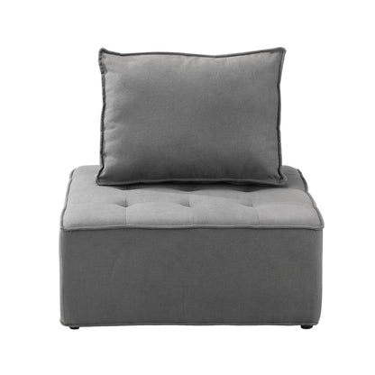 Modular Armless Sofa with Adjustable Backrest Grey