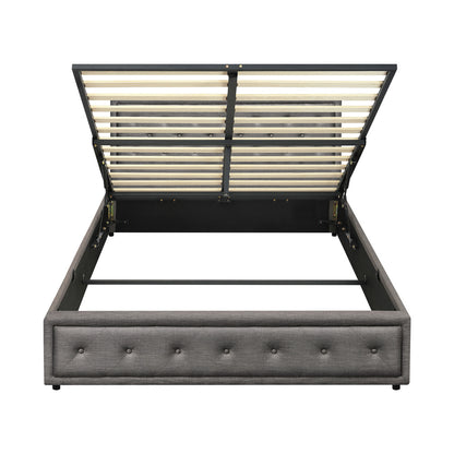 Queen Bed Frame with Gas Lift Storage Base Grey