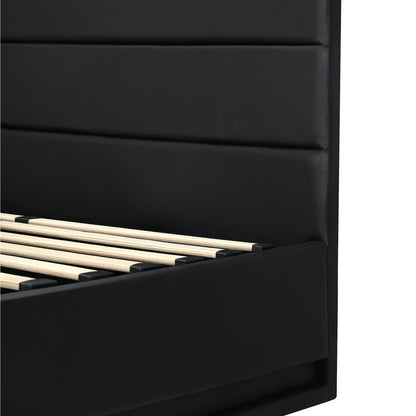 King Bed Frame with Gas Lift RGB Storage Space Black