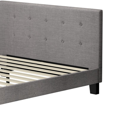 Queen Bed Frame Wooden Fabric Grey