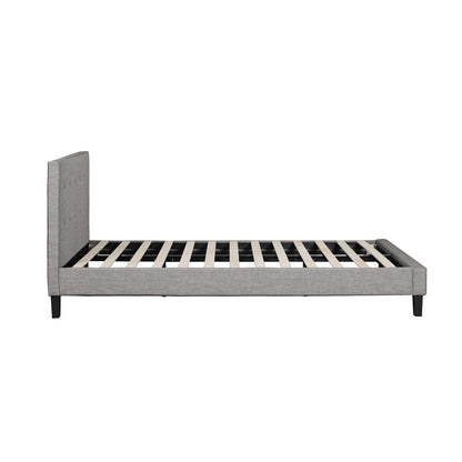 Queen Bed Frame Wooden Fabric Grey