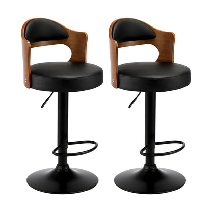 2pcs Metal Leather Bar Stools with Swivel Gas Lift