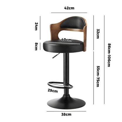 2pcs Metal Leather Bar Stools with Swivel Gas Lift