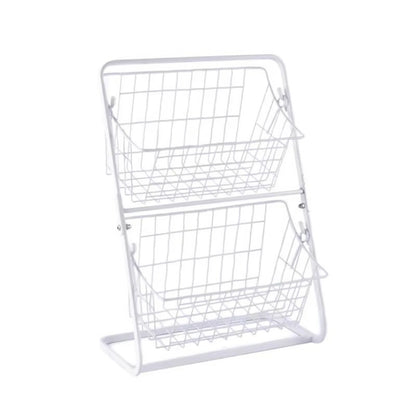 Wire Kitchen Countertop Storage Basket with Removable Rack for Fruits Vegetables Spices Snacks