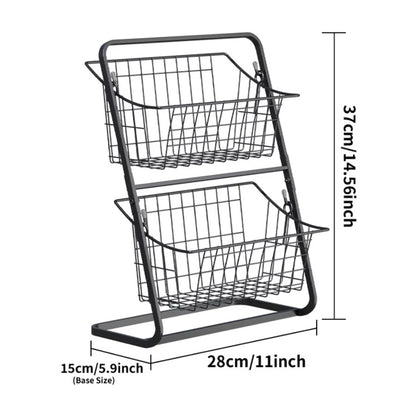 Wire Kitchen Countertop Storage Basket with Removable Rack for Fruits Vegetables Spices Snacks