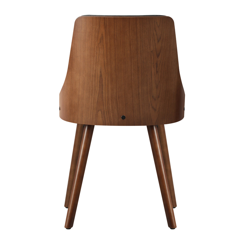 Wooden Dining Chairs with Grey Faux Leather Seats 2 pcs