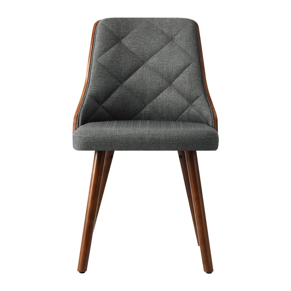 Wooden Dining Chairs with Grey Faux Leather Seats 2 pcs