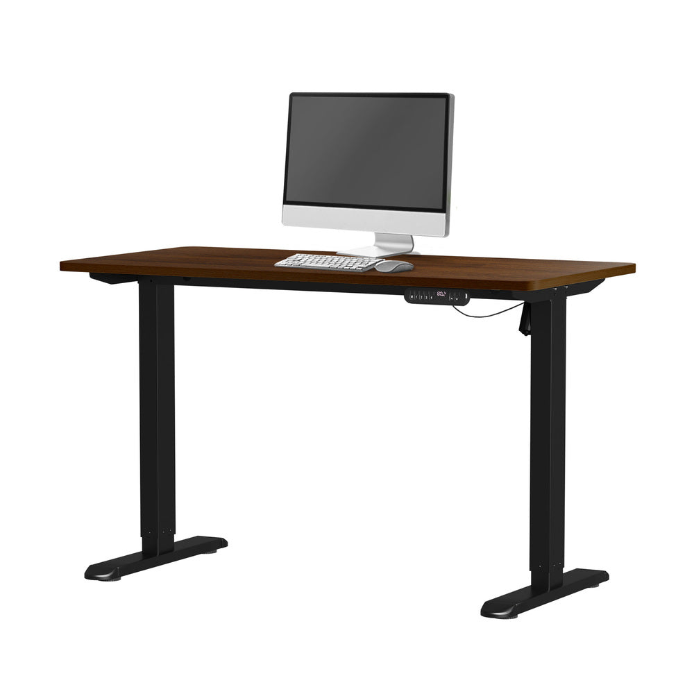 120cm Electric Standing Desk Single Motor Black and Walnut
