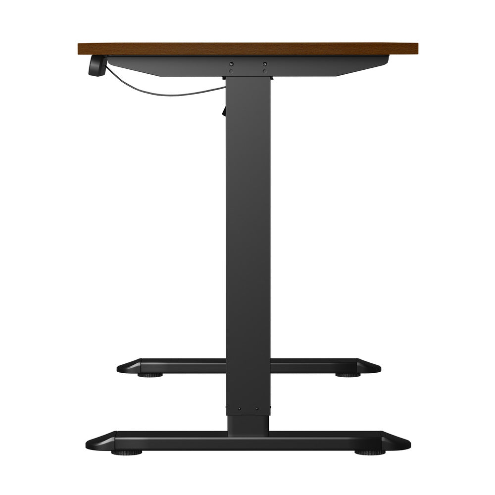120cm Electric Standing Desk Single Motor Black and Walnut