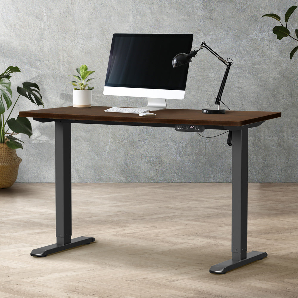 120cm Electric Standing Desk Single Motor Black and Walnut
