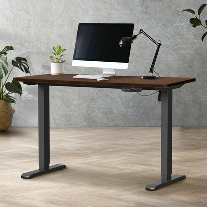 120cm Electric Standing Desk Single Motor Black and Walnut