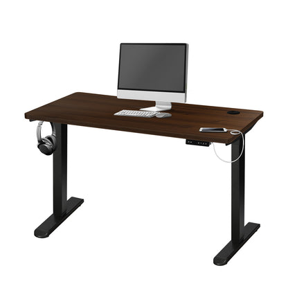 140cm Motorized Adjustable Standing Desk Black and Walnut