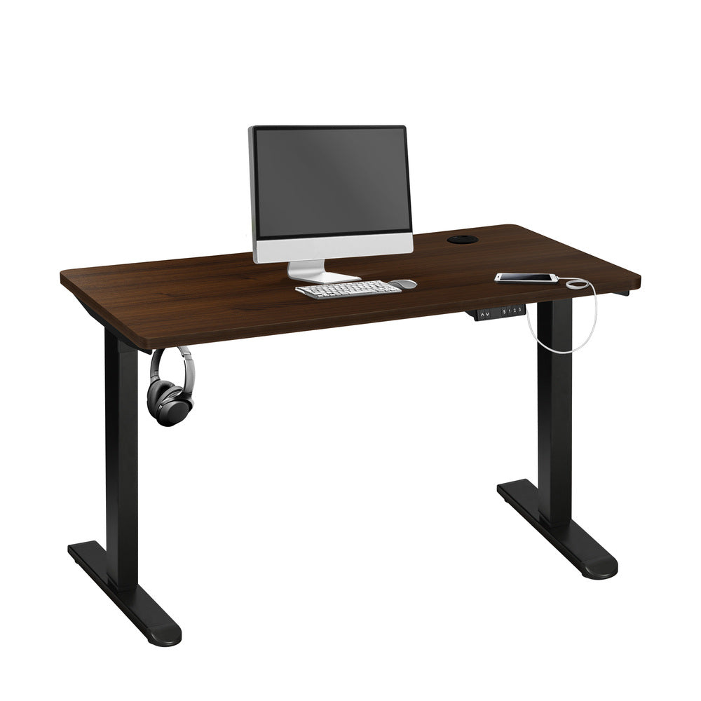 140cm Motorized Adjustable Standing Desk Black and Walnut