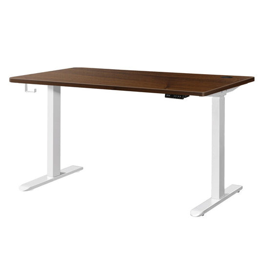 140cm Dual Motor Adjustable Standing Desk White and Walnut