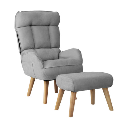 360 Degree Swivel Armchair with Stool Seat Grey