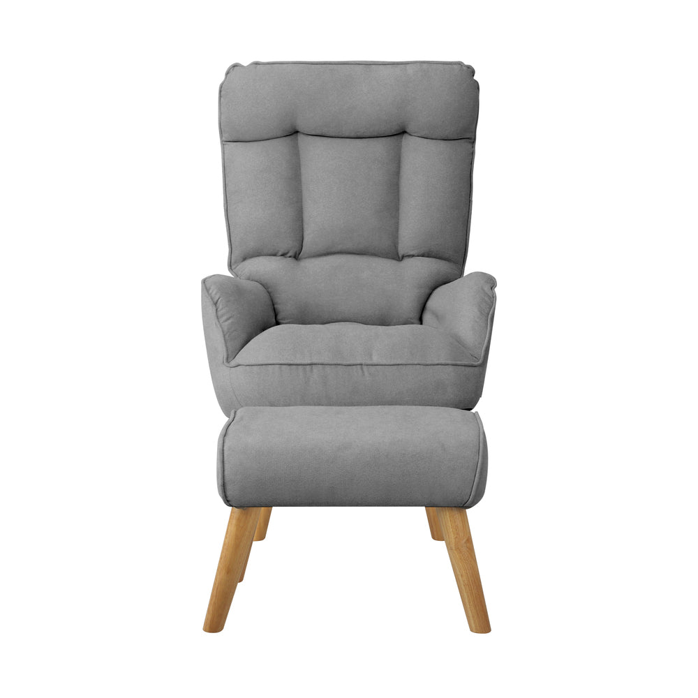 360 Degree Swivel Armchair with Stool Seat Grey