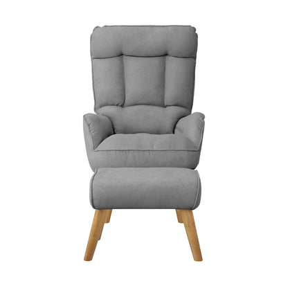 360 Degree Swivel Armchair with Stool Seat Grey