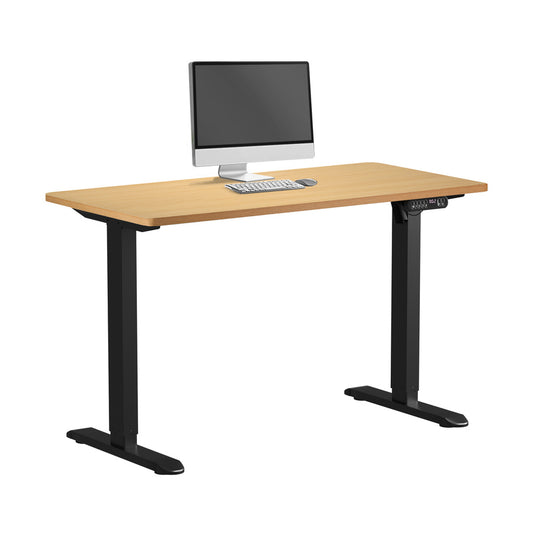 120 cm Electric Standing Desk Single Motor Black and Oak