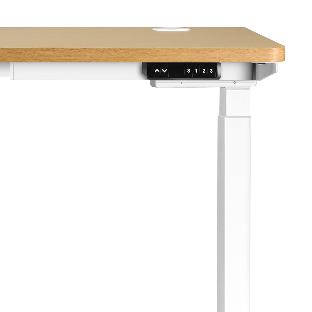 Standing Desk Dual Motor Adjustable Motorized White and Oak 150 cm