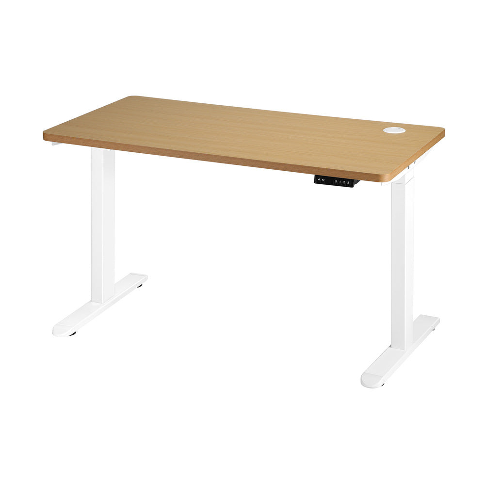 Standing Desk Dual Motor Adjustable Motorized White and Oak 150 cm