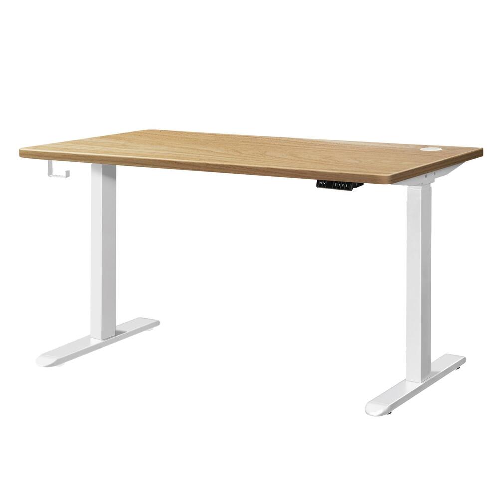 Standing Desk Dual Motor Adjustable Motorized White and Oak 150 cm