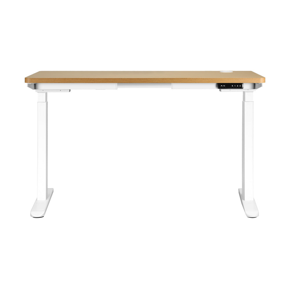 Standing Desk Dual Motor Adjustable Motorized White and Oak 150 cm