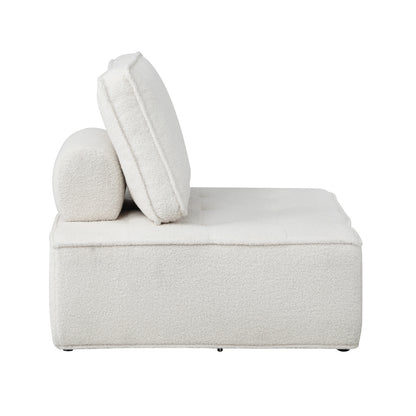 Modular Armless Sofa in White Sherpa
