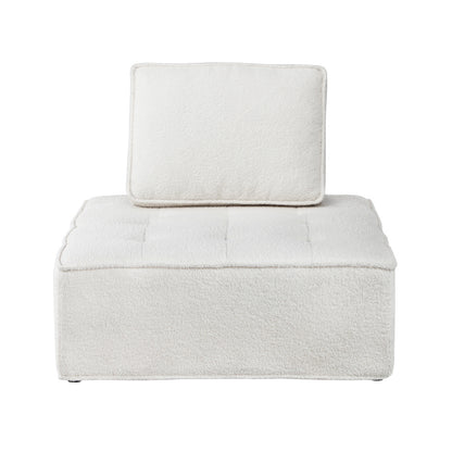 Modular Armless Sofa in White Sherpa