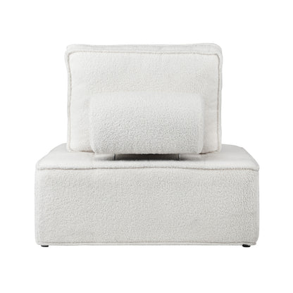Modular Armless Sofa in White Sherpa