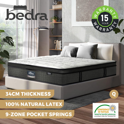 Latex Foam Queen Mattress with 9 Zone Pocket Spring 34 cm
