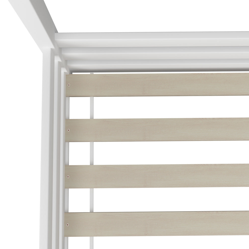 Kids Single Bed Frame Wooden House Style White