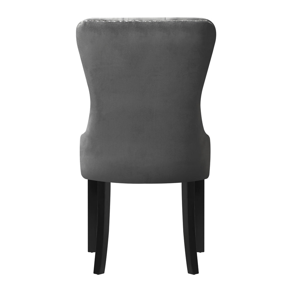 Set of 2 Velvet Dining Chairs French Tufted Grey