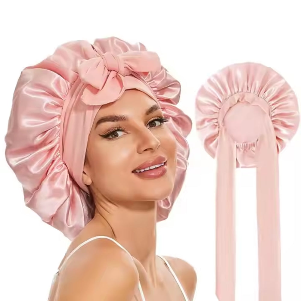 Satin Silk Bonnet Adjustable Sleeping Hair Bonne With Tie Band