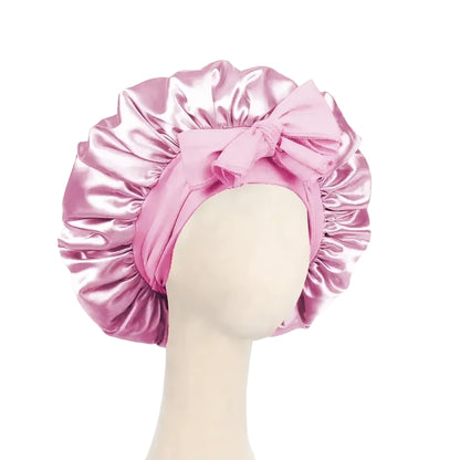 Satin Silk Bonnet Adjustable Sleeping Hair Bonne With Tie Band
