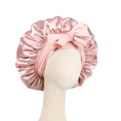 Satin Silk Bonnet Adjustable Sleeping Hair Bonne With Tie Band