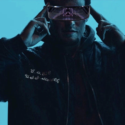 DIY Shining Electronic Futuristic Eyewear Glow The Dark Bluetooth LED Luminous Glasses