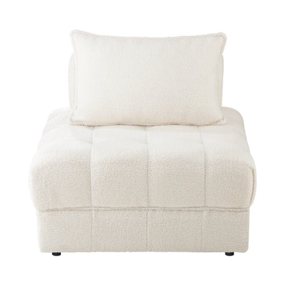 2 Seater Boucle Modular Armless Sofa Lounge Chair White