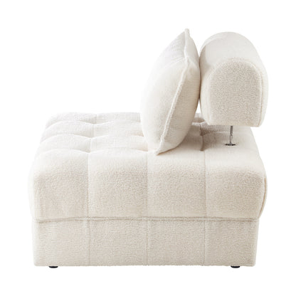 2 Seater Boucle Modular Armless Sofa Lounge Chair White