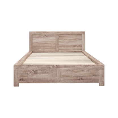 Queen Size Contemporary Wooden Bed Frame Light Oak