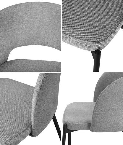 4PCS Armchair Dining Chairs Fabric Grey and Black