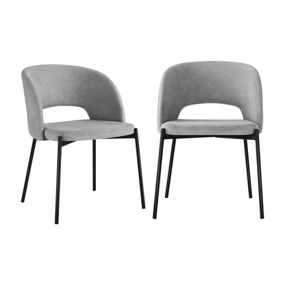 4PCS Armchair Dining Chairs Fabric Grey and Black
