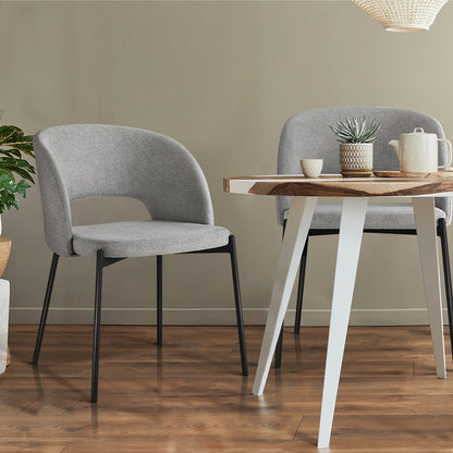 4PCS Armchair Dining Chairs Fabric Grey and Black