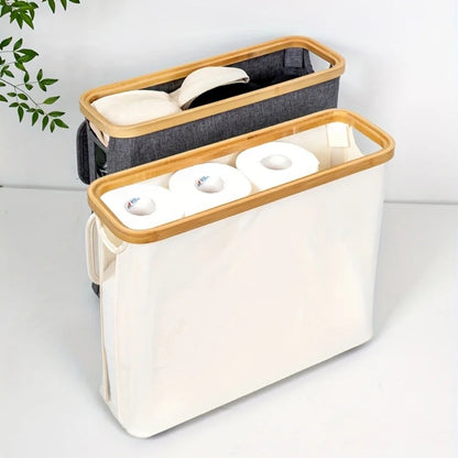 Large Capacity Toilet Rolls Paper Storage Basket with Lid for Bathroom Organizer
