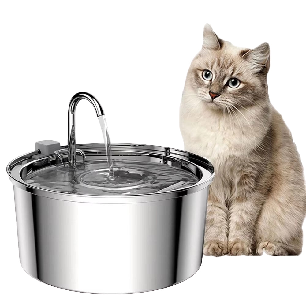 Stainless Steel Pet Water Feeder Cat Dog Automatic Filter Fountain