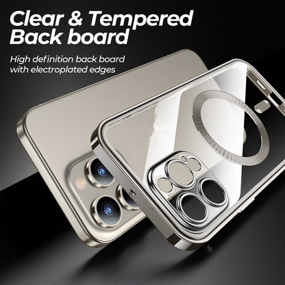Anti-Privacy Metal Buckle Magnetic Support Wireless Charging Double-Sided Lens Full Cover Phone Case Protective Cover