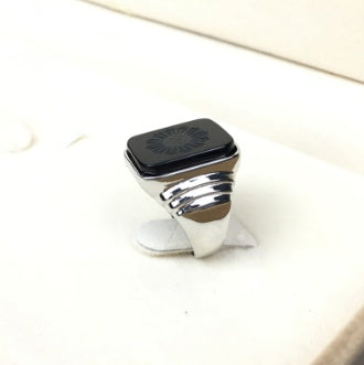 Black Onyx Men's Silver Ring
