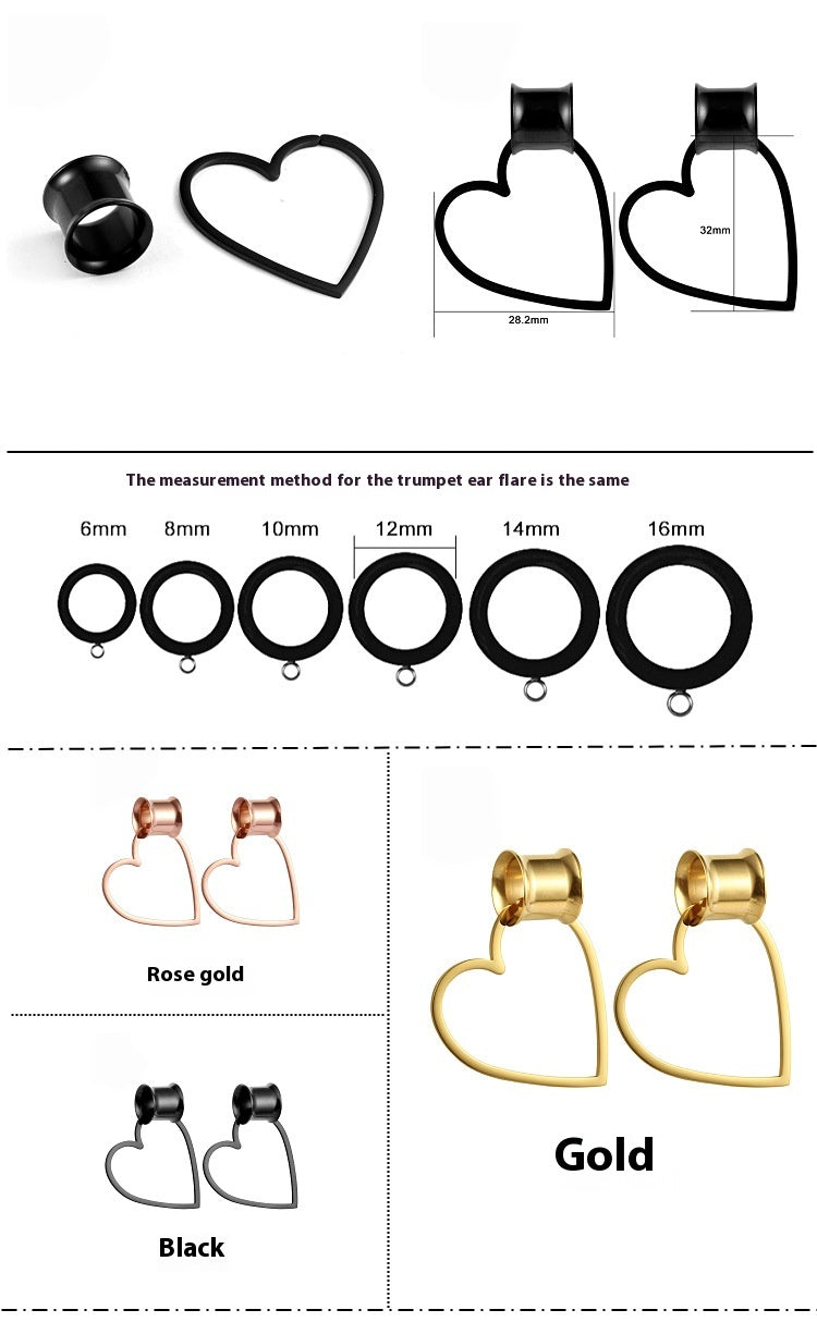 316L Stainless Steel Auricle Ornaments With Love PVD Electroplating