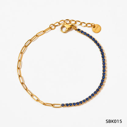 Stainless Steel Zircon Bracelet European And American PVD Vacuum Gold Plated