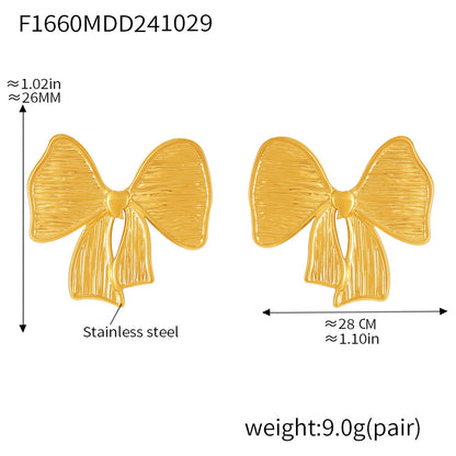 Bow Stud Earrings Stainless Steel PVD Electroplating Color Retention Simple